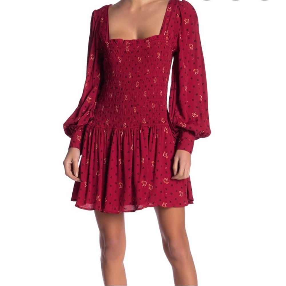 Free People Two Faces Mini Dress in Ruby Combo Size XS